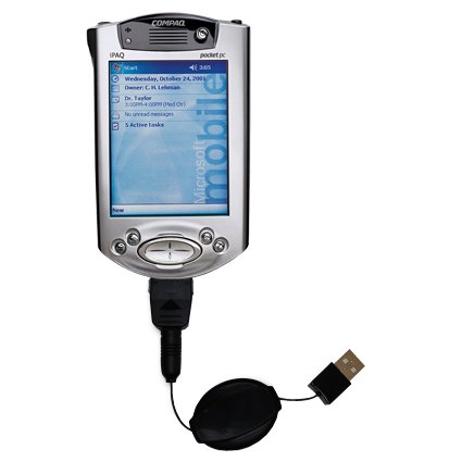 Retractable USB Cable for the HP iPAQ h3900 / h 3900 Series with Power Hot Sync and Charge capabilities - uses Gomadic TipExchange Technology