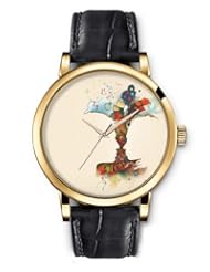 SPRAWL Aanalog Fashion Series Gold Ladies Watches of Genuine Black Leather Strap,Unique Wrist Watch for Women Girls Designed with Elements of love formed a flower