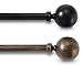 Extendable Iron Curtain Rod W/ Ball Finial Mandrin Ball Black 25-48 By Collections Etc