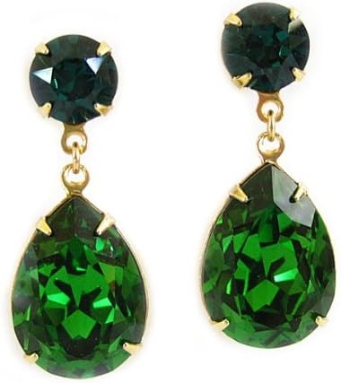 Liz Palacios Goldtone Brillantez Double Teardrop Crystal Earrings, Green BLE-3