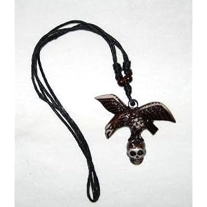 Skull Head Eagle with made of Powder Bones Necklace Evil Goth Punk Rock