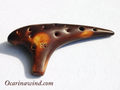 12 Hole sweet potato Ocarina Smoulder Pottery - Soprano C