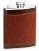 Ostrich Brown Leather 8oz Flask in Gift Box w/ Funnel