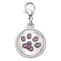 Austrian Crystal Dog Paw Print Collar Charms - Blue