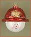 Margaret Cobane Glass Ornament - Fireman Snowman Red