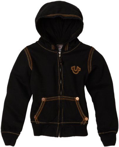 True Religion Boys 8-20 QT Sweat Horseshoe Zip Hoodie, Black, Small
