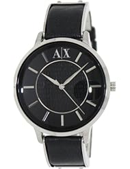 Armani Exchange Womens A|X Black Leather Band Watc