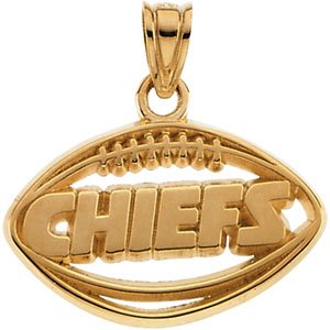 14k Gold Kansas City Chiefs Football Pendant 12.5x19.5mm - JewelryWeb
