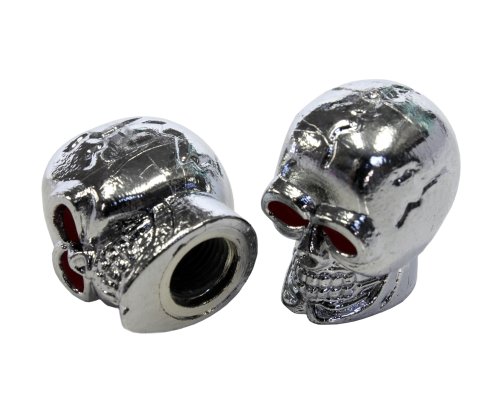 Nirve Bicycle Valve Cap Skulls; Chrome