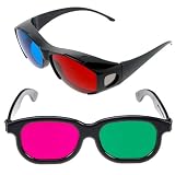 GTMax 3D Red/Cyan Glasses-Black Cover Style +3D Magenta/Green Glasses-Basic Square for watching 3D Movies - The Nightmare Before Christmas / Ice Age: A Mammoth Christmas Special & Playing Games on TV/Monitor Flat Screens