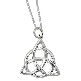Necklace and Pendant Set - Sterling Silver Irish Celtic Trinity Knot Pendant w/18" Silver Box Chain Necklace