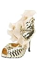 Urban68e Sequin Ruffle Evening Heels LT GOLD