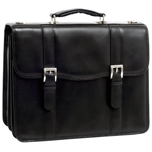 McKleinUSA FLOURNOY 85955 Black Leather Double Compartment Laptop Case