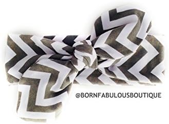 Candy Shop Kids Girls Top Knot Headwrap Baby through Adult (Grey Chevron)