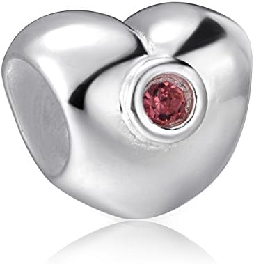 EvesErose Silver Crystal CZ Pink Heart Bead Sterling Charm Fits Pandora & Similar Bracelets