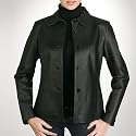 BGSD Women's Open Collar Leather Jacket - Misses & Petite
