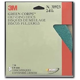 Green Corps Fibre Discs, 36 Grade, 2 discs per pack, 7" x 7/8" (31922)