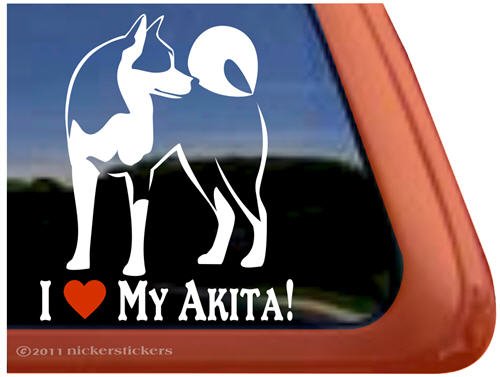 I Love My Akita Dog Vinyl Window Decal Sticker