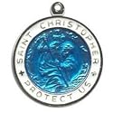 St. Christopher Surf Medal - Large Baby Blue/White