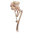 Vintage Rose Gold Tone Flower Rhinestone Brooches & Pins
