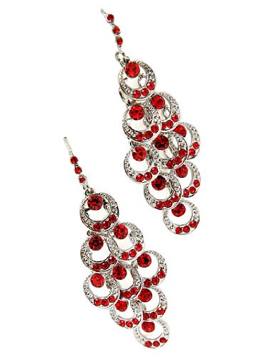 Red Rhinestone Chandelier Earrings Fashion Jewelry