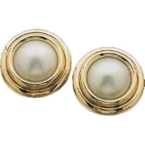 14kt Yellow Gold Mabe Cultured White Pearl Earrings