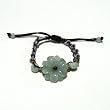Hand-knotted Carved Daisy Jade Bracelet - Pink/Dark Green Adjustable Cord