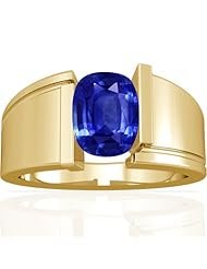 18K Yellow Gold Cushion Cut Blue Sapphire Solitaire Ring