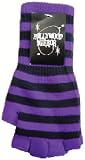 PURPLE AND BLACK STRIPED FINGERLESS KNIT GLOVES