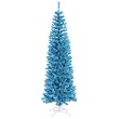 10' Pre-Lit Sparkling Sky Blue Pencil Artificial Christmas Tree- Blue Lights