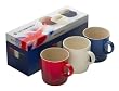 Le Creuset 350 ml Stoneware Britain Celebrates Mug Gift, Set of 3, Cerise/Graded Blue/Almond