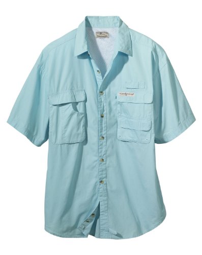 Hook & Tackle Men's Mesh Lining Short-Sleeve Fishing Shirt, Turquesa, Small