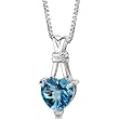 Passionate Pledge: Sterling Silver 3.00 carats Heart Shape Checkerboard Cut Swiss Blue Topaz Pendant with 18 inch Silver Necklace and Free Shipping
