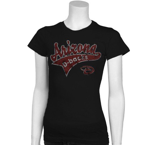Arizona Diamondbacks Ladies Black Tail Sweep T-shirt (Small)