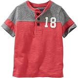 OSHKOSH(オシュコシュ) バーシティ ラグラン ヘンリー レッド トップス半袖Tシャツ 4歳【並行輸入】