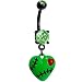 Peridot Green Gem Stitched Up Zombie Heart Belly Ring