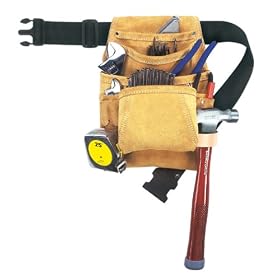 Custom LeatherCraft PK533X 10-Pocket Carpenter's Nail and Tool Bag with Web Belt by Custom Leathercraft