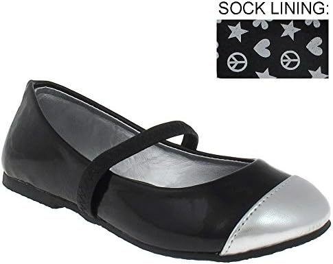 Capelli New York Toddler Girl's Patent Faux Leather with Metallic Toe Cap Black 5