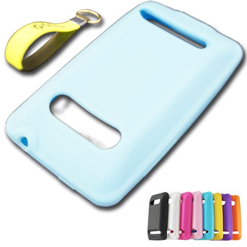 HTC Evo 4G Extended Battery Silicone Case (Light Blue) + Exclusive Black And Green Color Key Chain