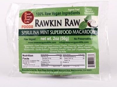 Rawkin Raw: Spirulina Mint Superfood Macaroon 2 Oz (12 Pack)