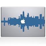 Chicago City Skyline Vinyl Decal Sticker Skin for Apple Retina Macbook 12 inch Unibody Laptop in Light Blue