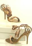 Produkt-Bild: Damen Stiletto Beinbinder Sandaletten braun / beige