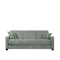 Best prices on Handy Living CAC1-S60-HCH16 Cabo Living Room Convert-A-Couch Chenille Sleeper Sofa Gray With 2 Decorative Stone Plaid Throw Pillows