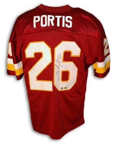Autographed Clinton Portis Washington Redskins Red Throwback Jersey