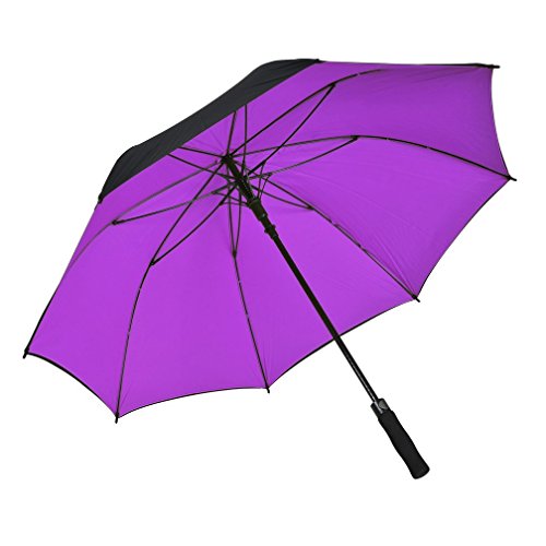 Atree Auto Open Straight Umbrella 52inch Dual Layer Windproof Big Outdoor Golf Umbrella with 8 Ribs,Durable and Strong Enough,Carrying Bag included(Black/Purple)