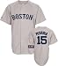 Dustin Pedroia Jersey: Adult 2010 Majestic Road Grey Replica #15 Boston Red Sox Jersey - Large