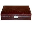 Watch Box Case Crocodile Grain Burgundy 12 Watches Lock Key