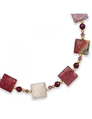 MMA Silver - 16 inch+2 inchExtension 14/20 Gold Fill Fall Leaf Jasper Necklace