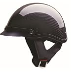 HCI Black Carbon Fiber Half Motorcycle Helmet. 100-134