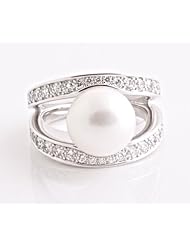 CHOPARD 18K White Gold, White Diamond and Pearl Ring Size 7